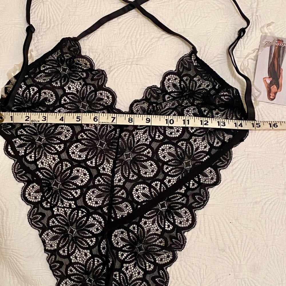 Black Sheer stretchy teddy NEW and sheer Skirt - Picture 4 of 10